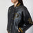 Leather bomber Vintage black with patch