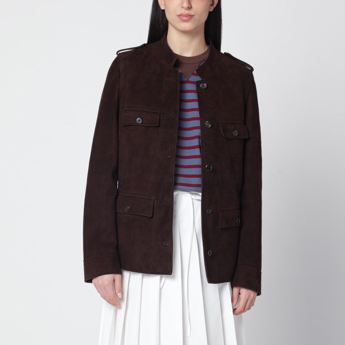 Jacke aus Wildleder in Kaffeefarbe