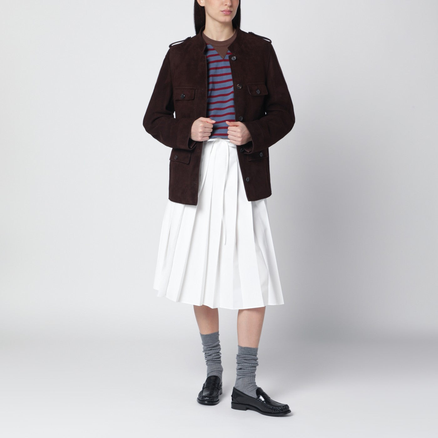 Jacke aus Wildleder in Kaffeefarbe