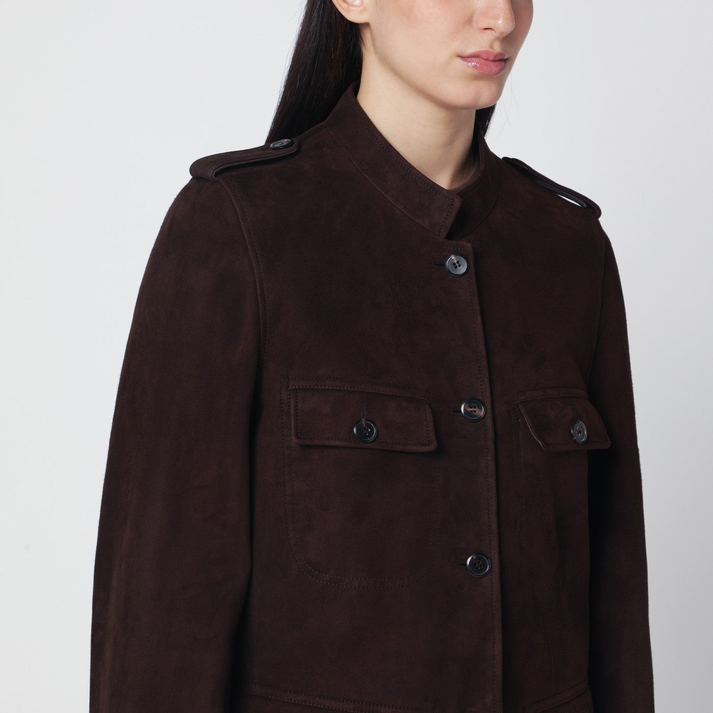 Jacke aus Wildleder in Kaffeefarbe