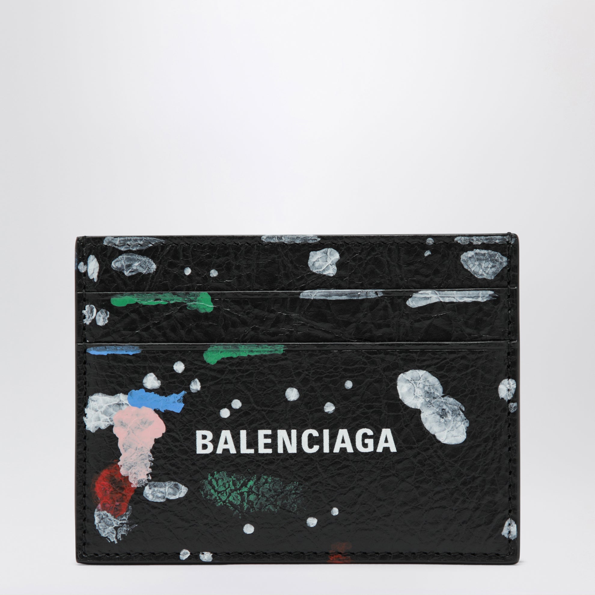 Cash leather card holder with painter’s print