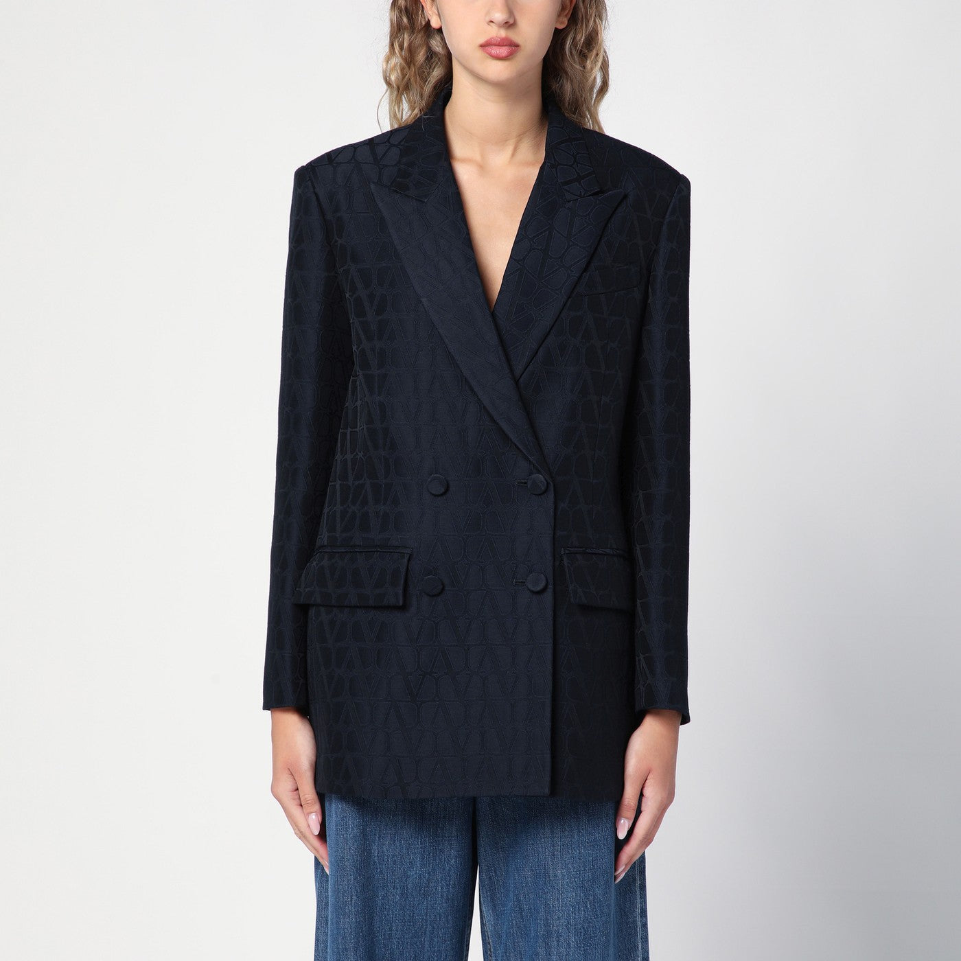 Marineblaue zweireihige Jacke Toile Iconographe
