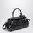 Large top-handle bag in glossy black leather
