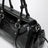Large top-handle bag in glossy black leather