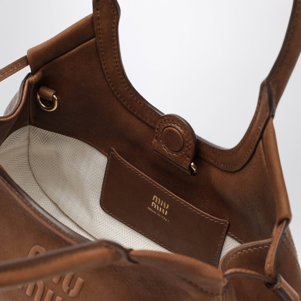 Oak-coloured Ivy shopping bag in leather
