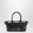 Black glossy leather top-handle bag