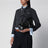 Black glossy leather top-handle bag