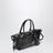 Black glossy leather top-handle bag