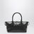 Black glossy leather top-handle bag