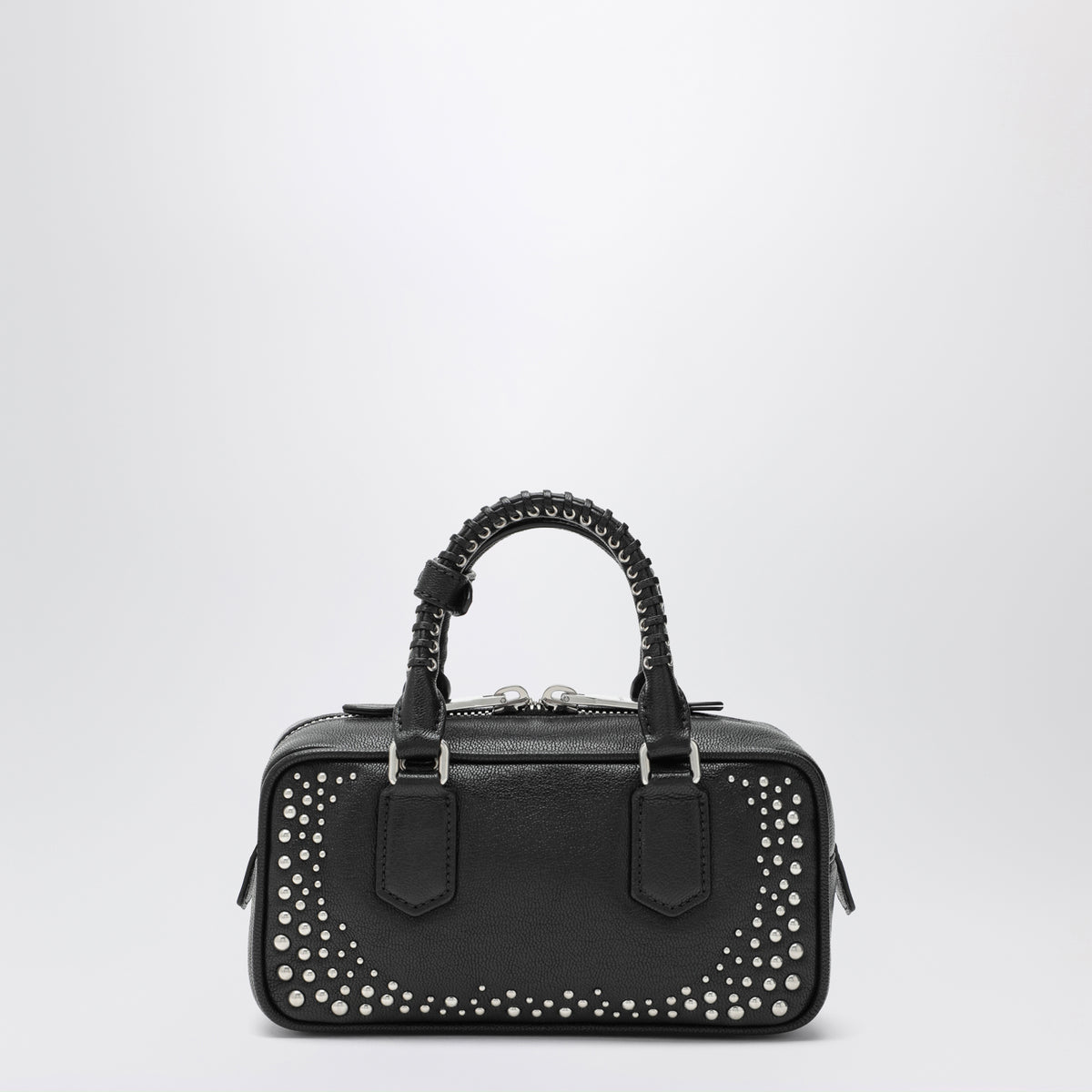 Borsa Arcadie nera in pelle con borchie