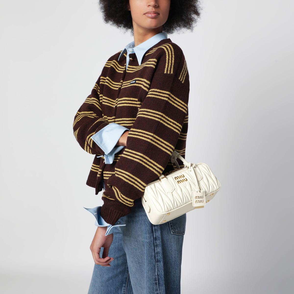 Sac Arcadie blanc en cuir nappa matelassé