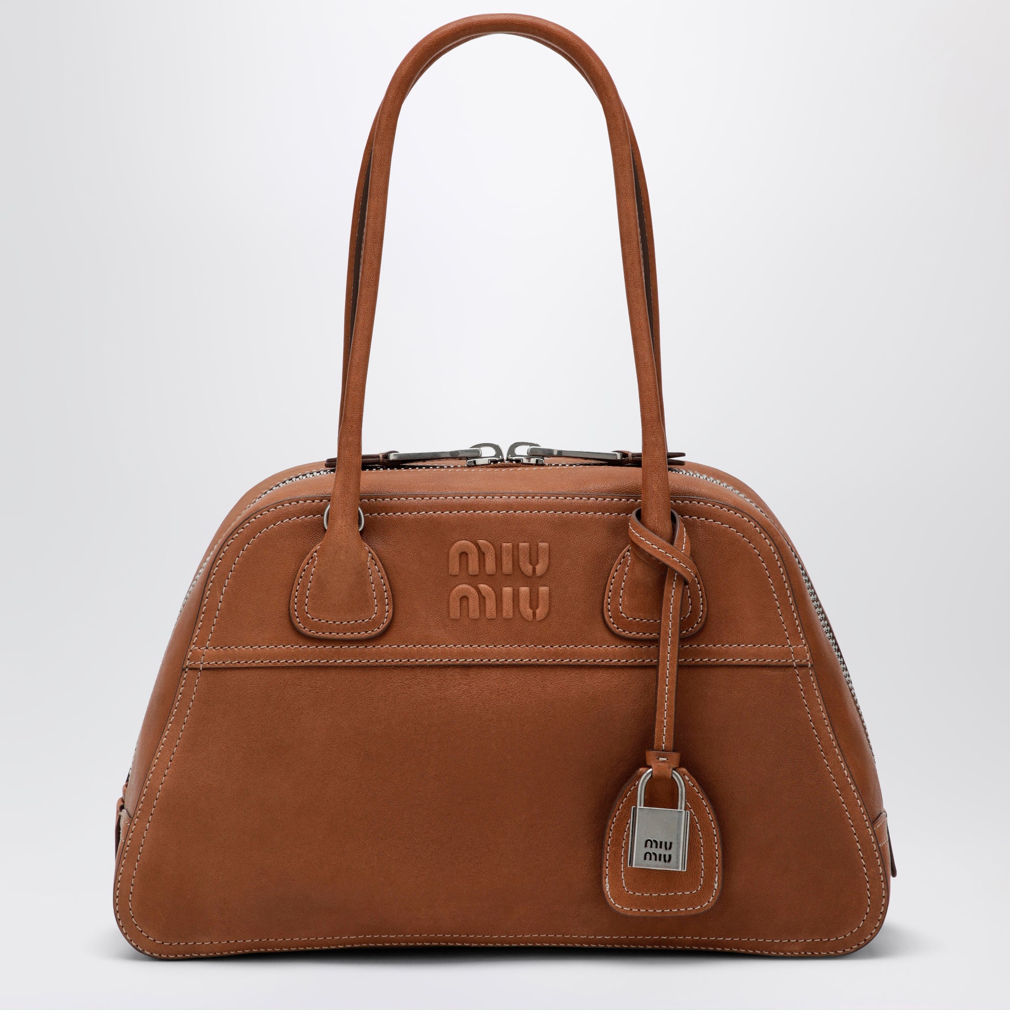 Vivant nappa leather bowling bag in caramel