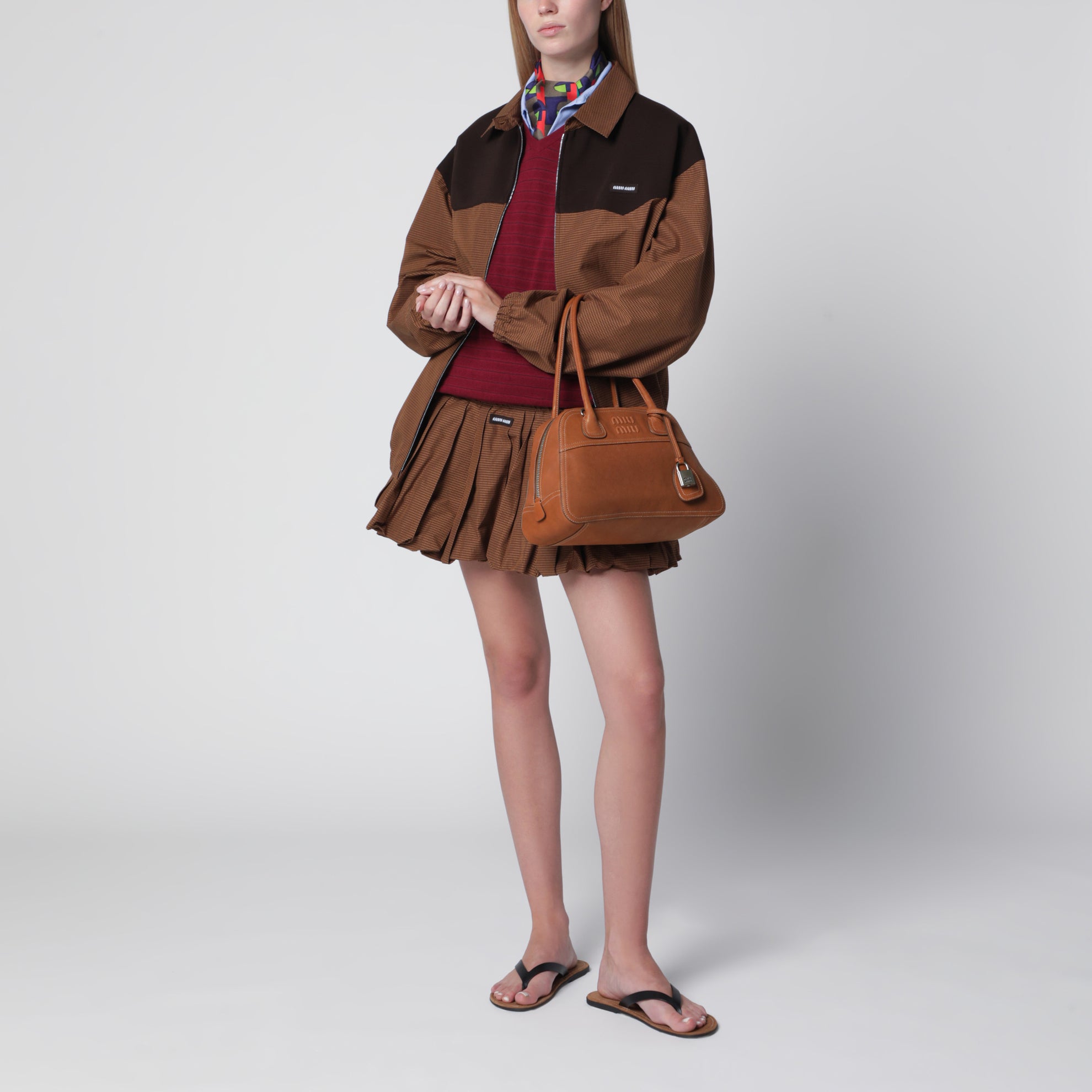 Vivant nappa leather bowling bag in caramel