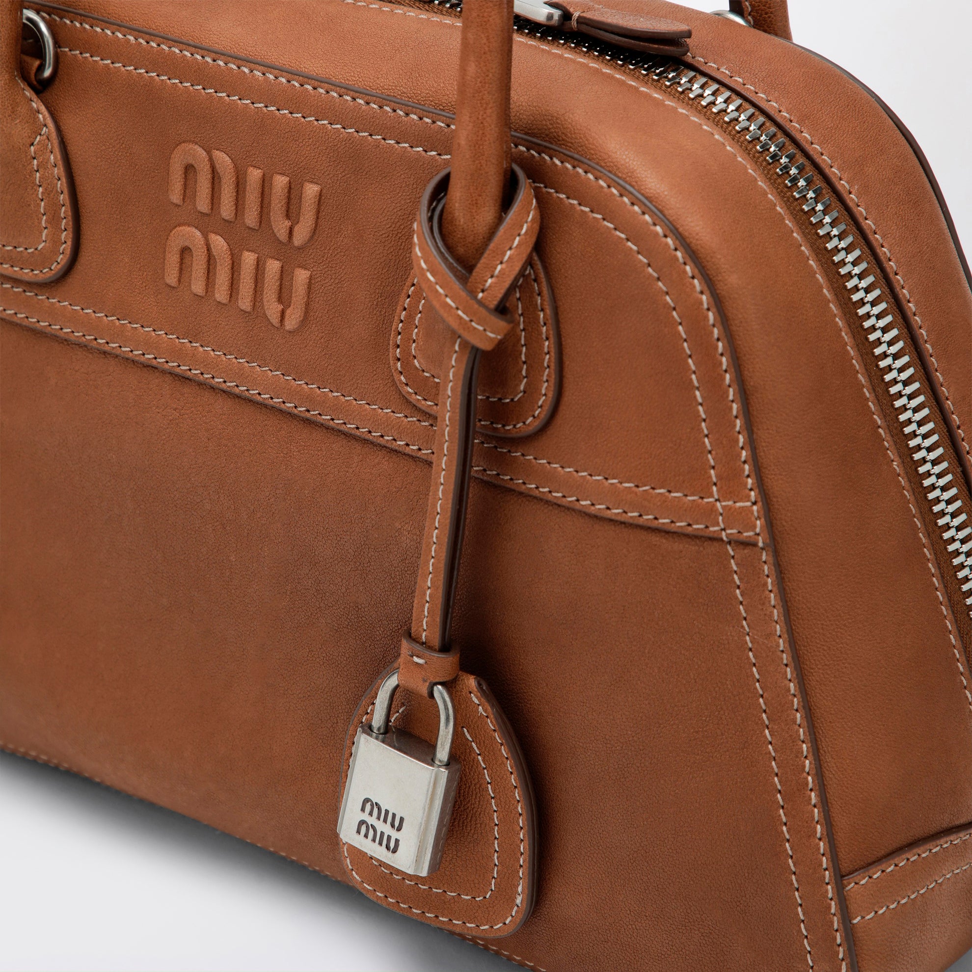 Vivant nappa leather bowling bag in caramel