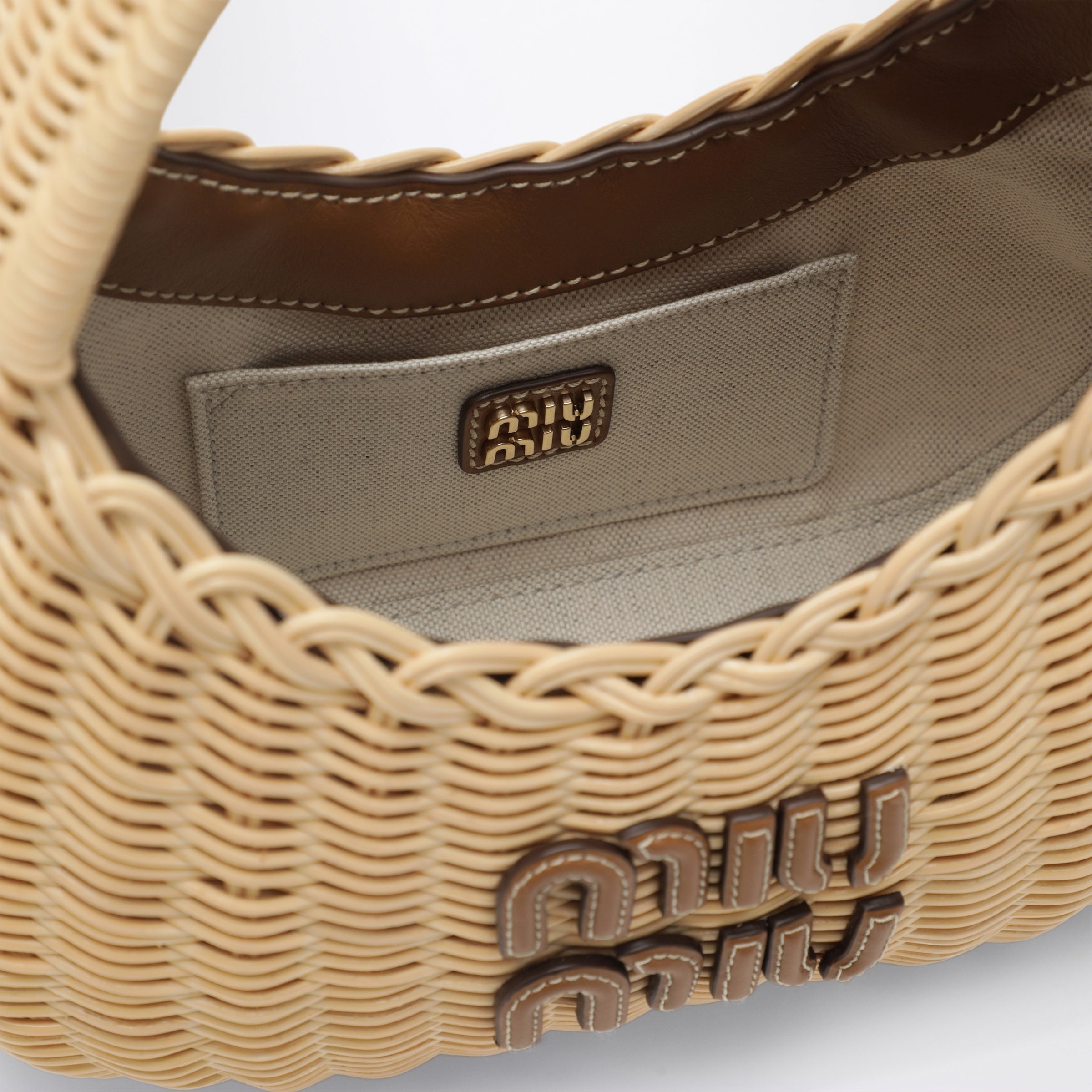 Miu Miu Wander handbag in natural/caramel wicker | TheDoubleF