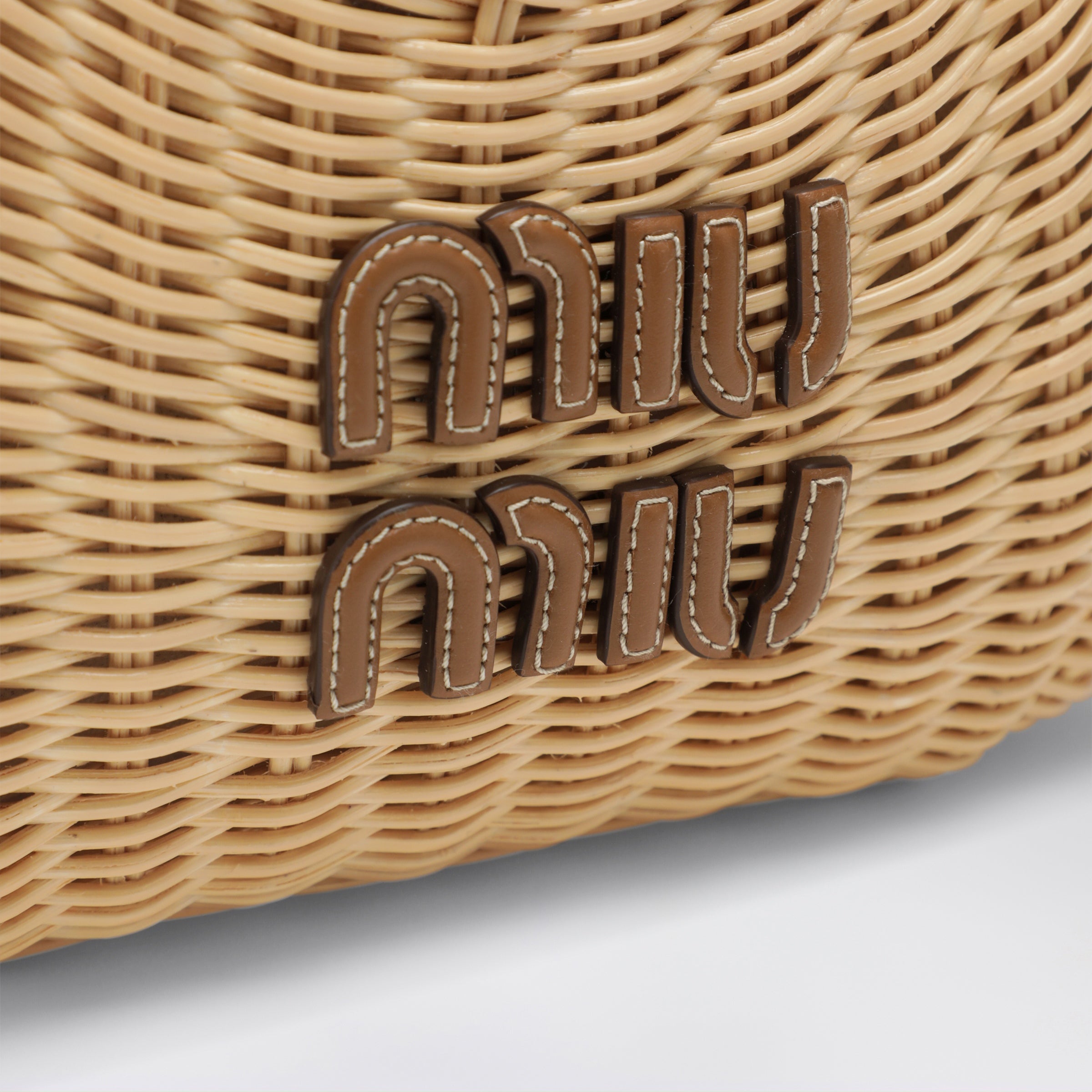 Miu Miu Wander handbag in natural/caramel wicker | TheDoubleF