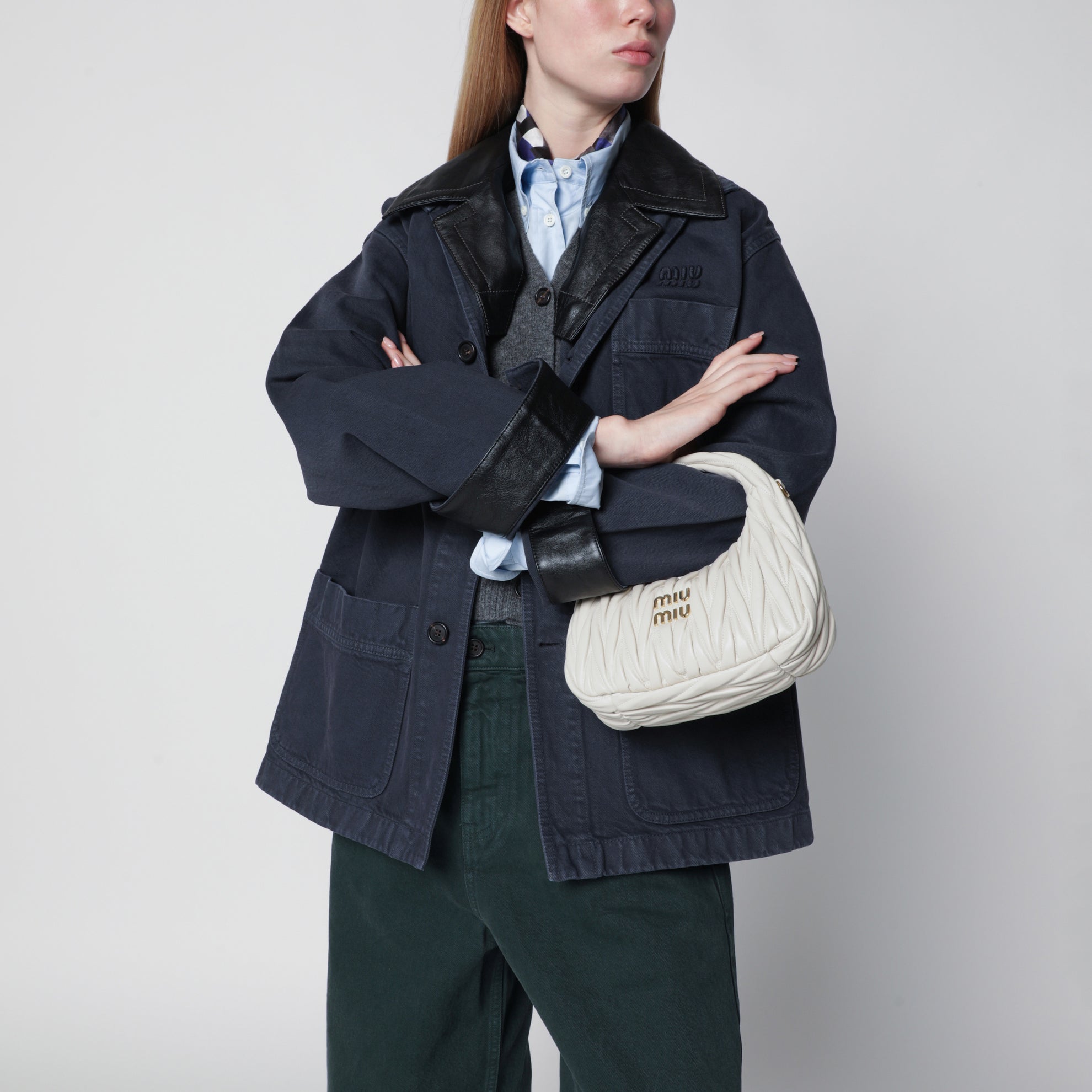 Borsa piccola Miu Wander bianca matelassé