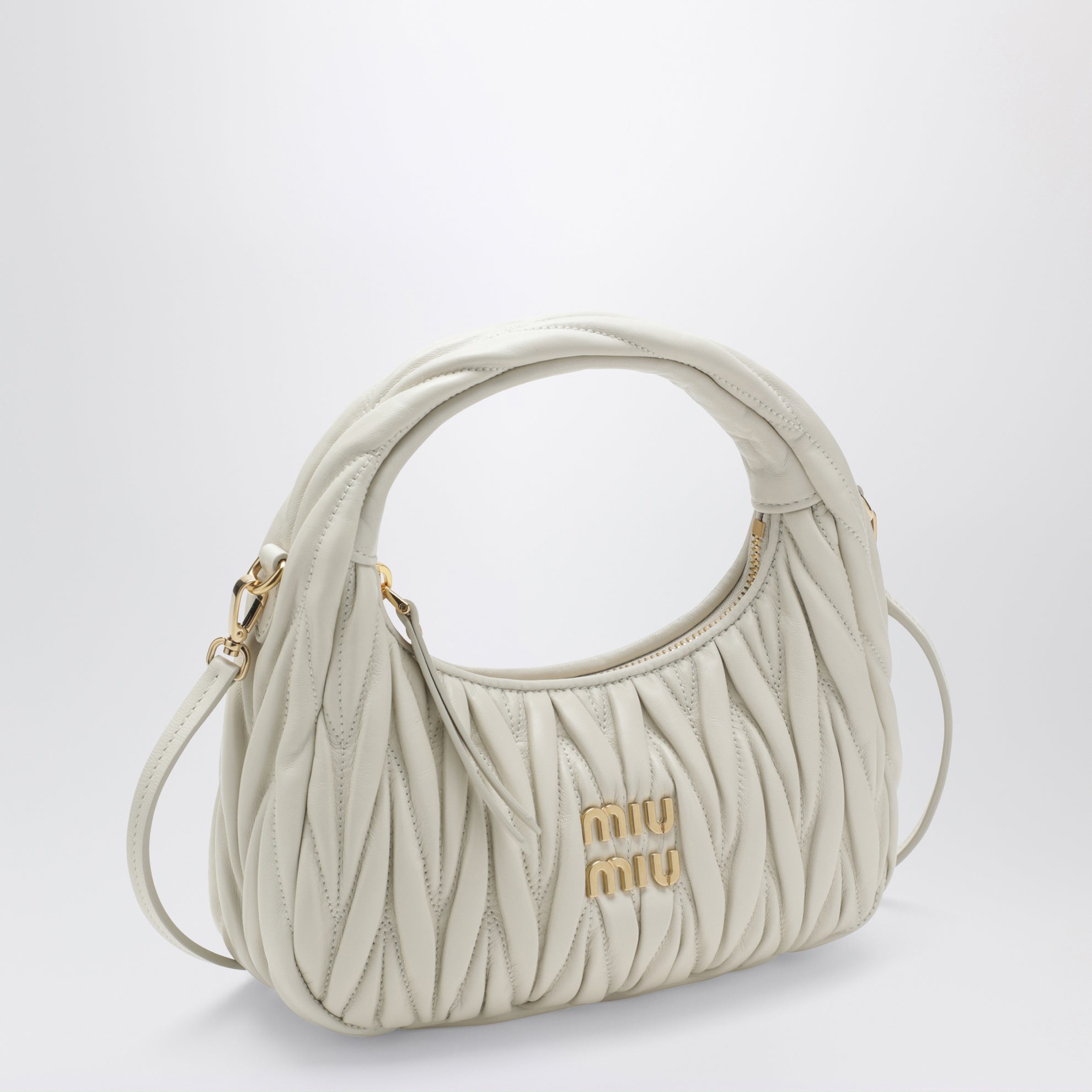 Borsa piccola Miu Wander bianca matelassé