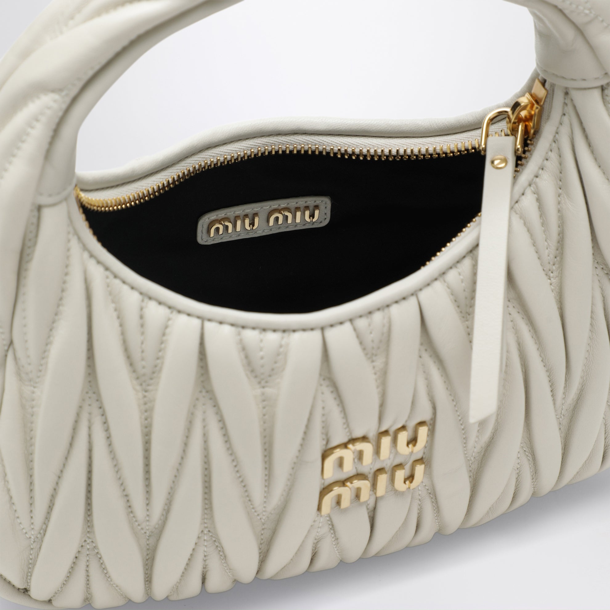 Borsa piccola Miu Wander bianca matelassé