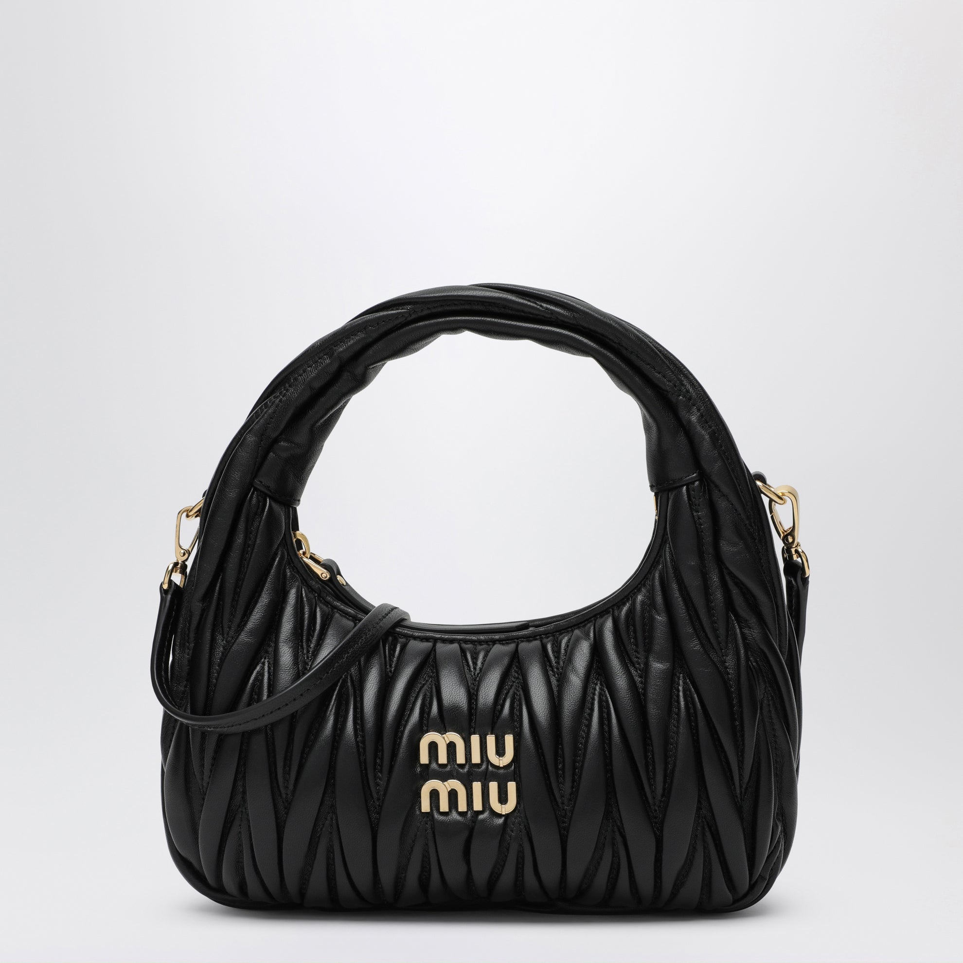 Small Miu Wander black matelassé bag