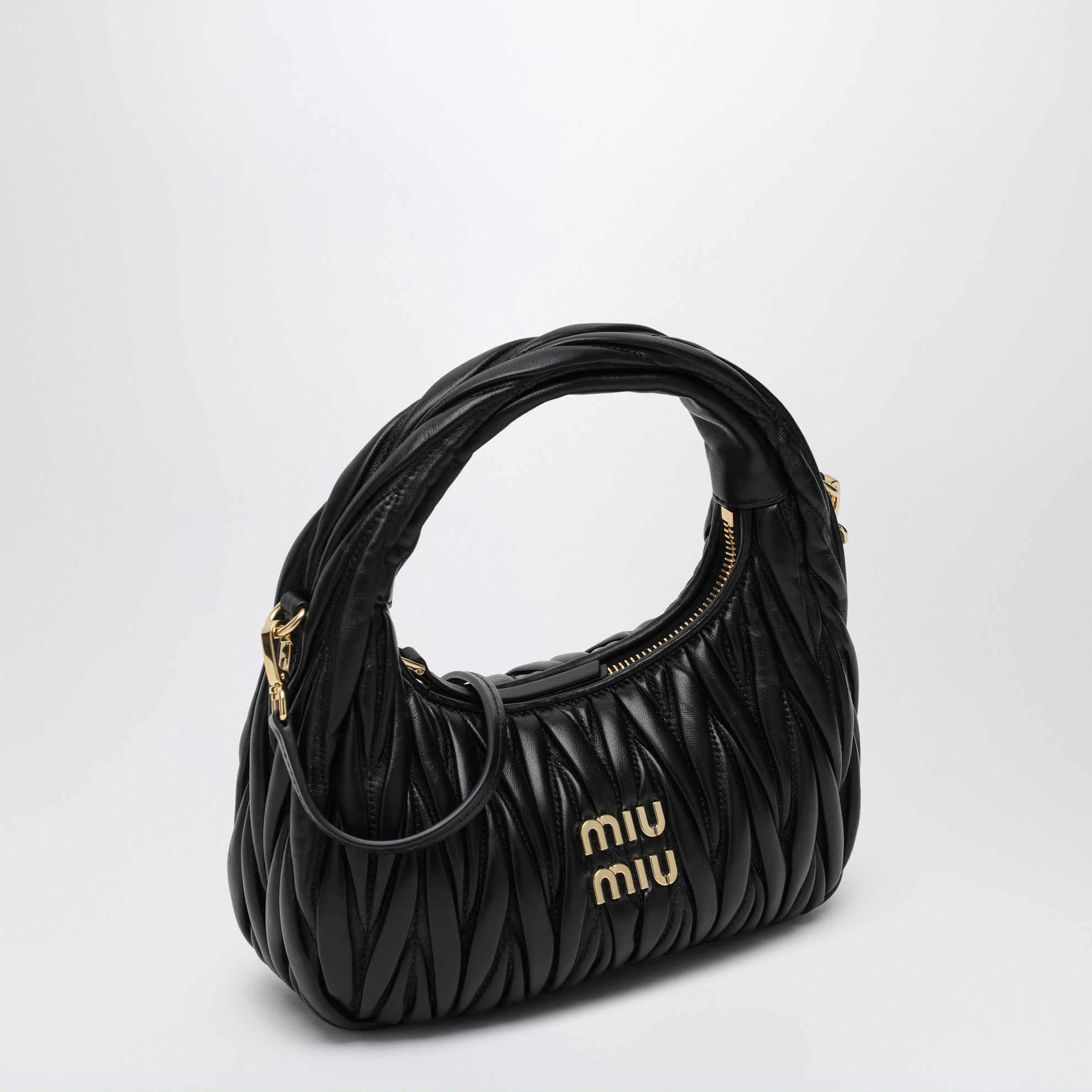 Small Miu Wander black matelassé bag