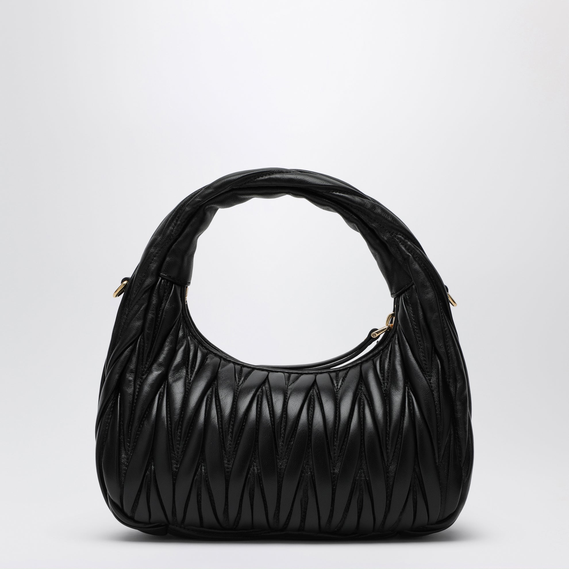 Small Miu Wander black matelassé bag