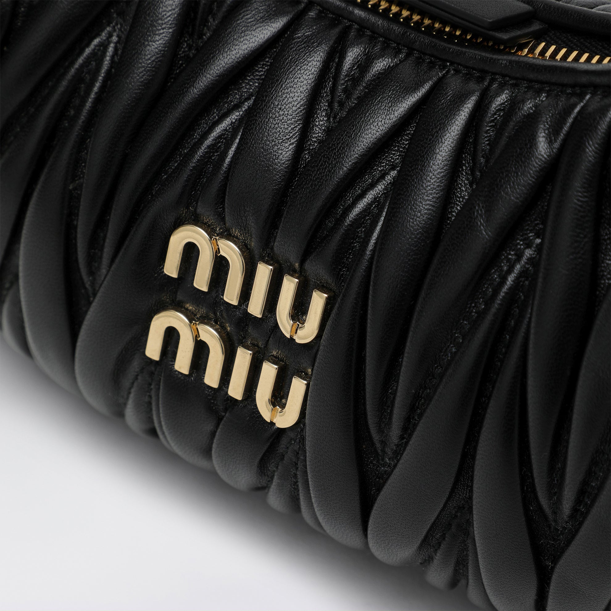 Small Miu Wander black matelassé bag