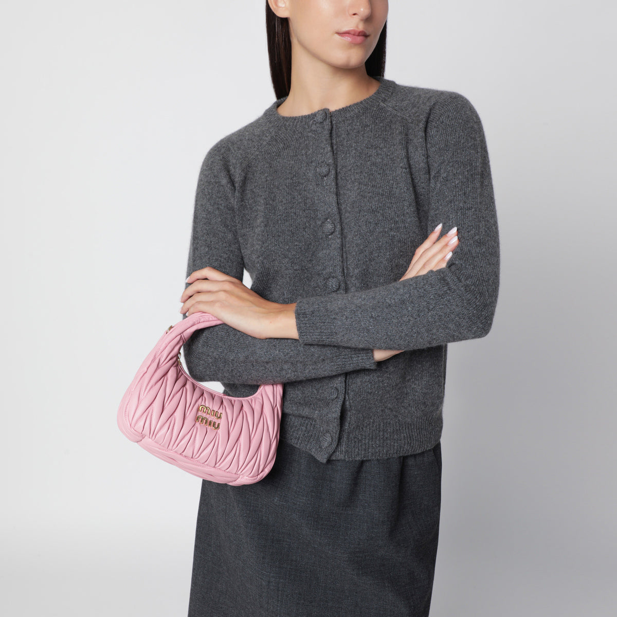 Borsa piccola Miu Wander rosa matelassé