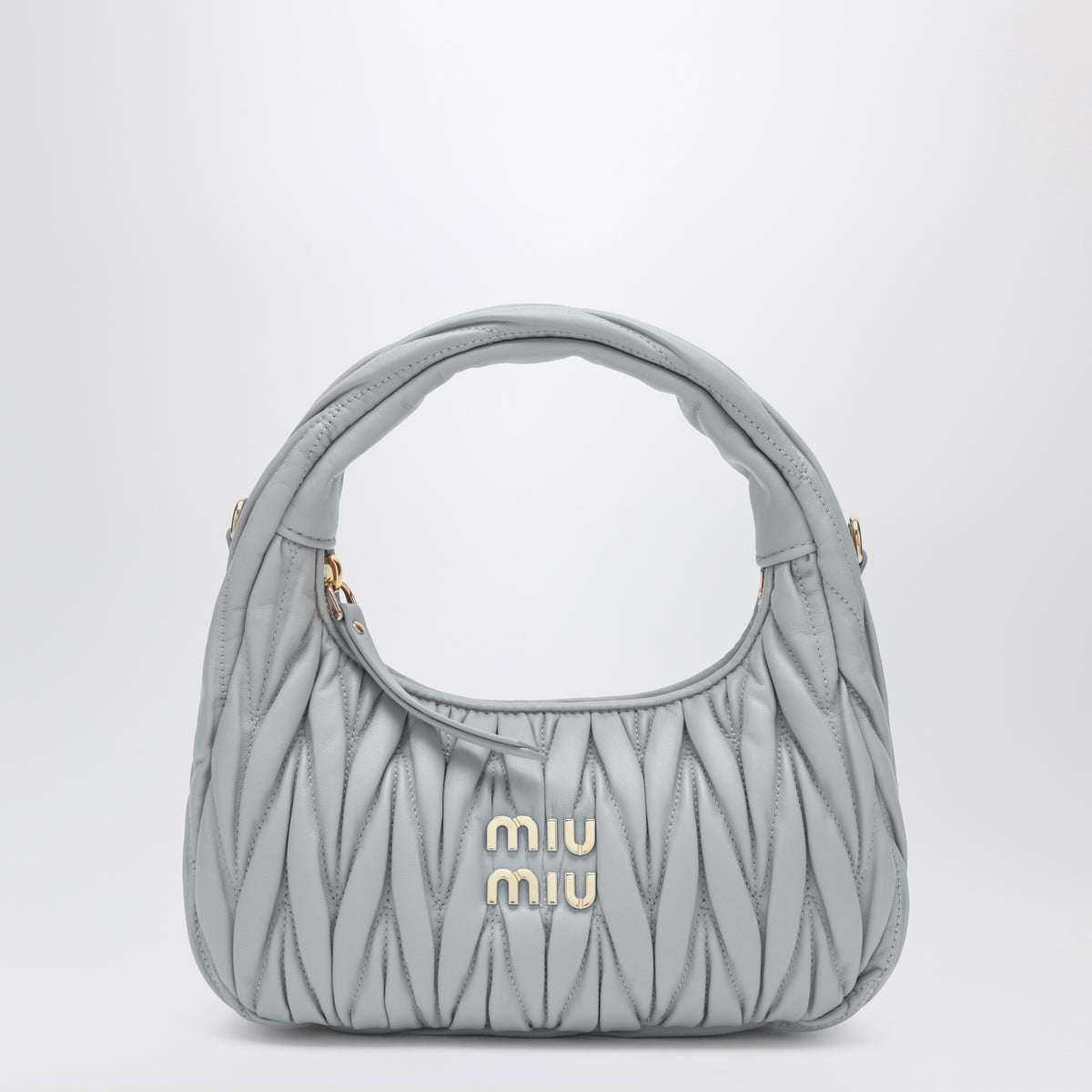Borsa piccola Miu Wander color perla matelassé