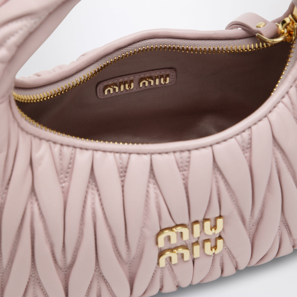 Small Alabastro Miu Wander bag in matelassé leather