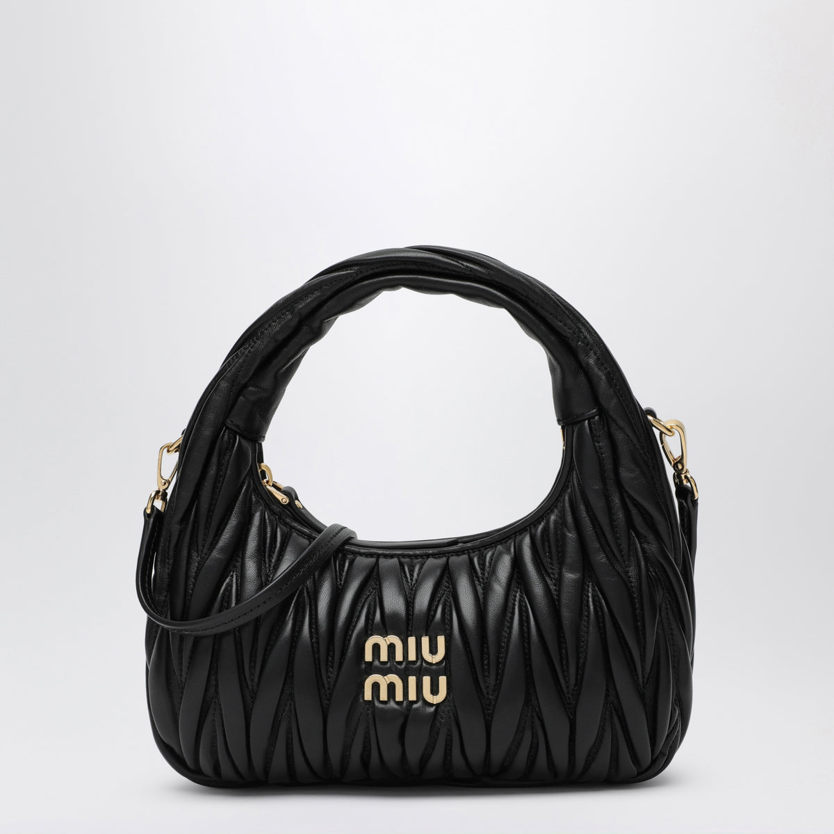 Small Miu Wander black matelassé bag