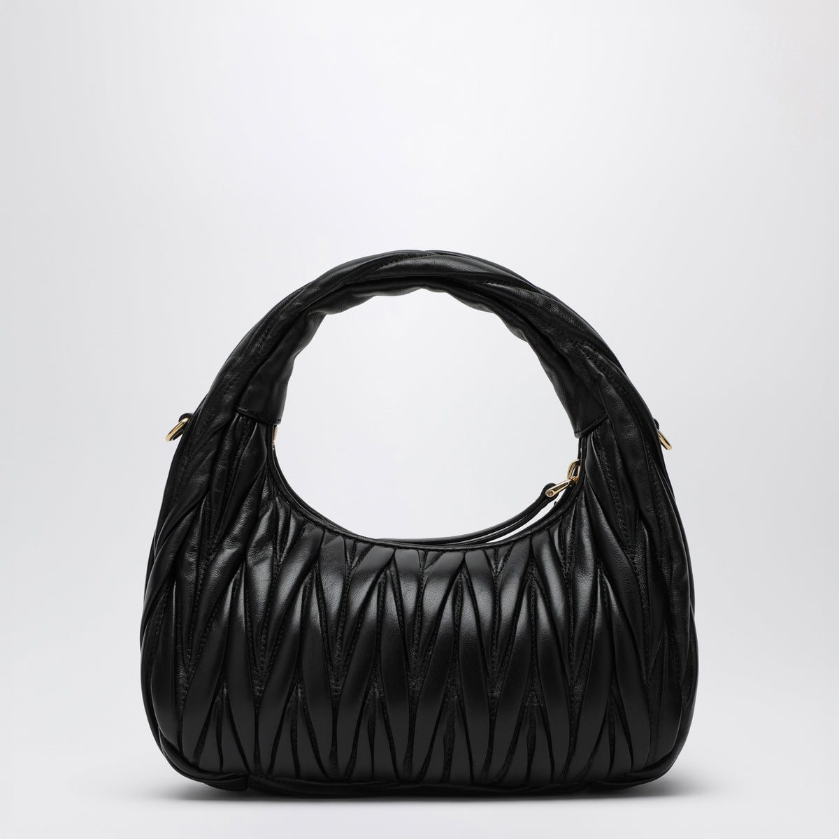 Small Miu Wander black matelassé bag