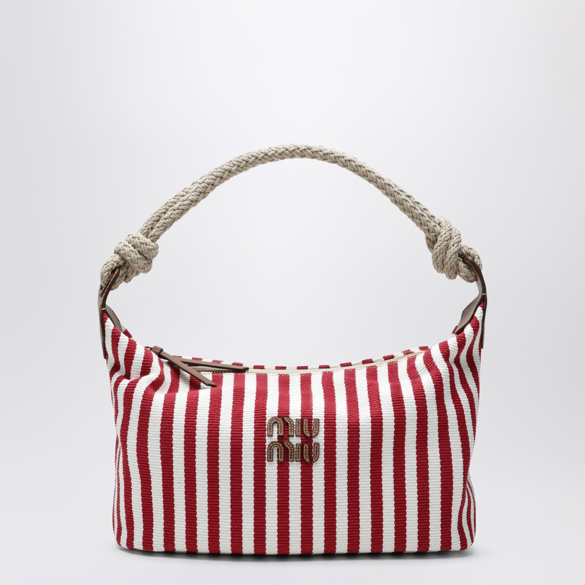 Ruby/Cognac striped canvas bag