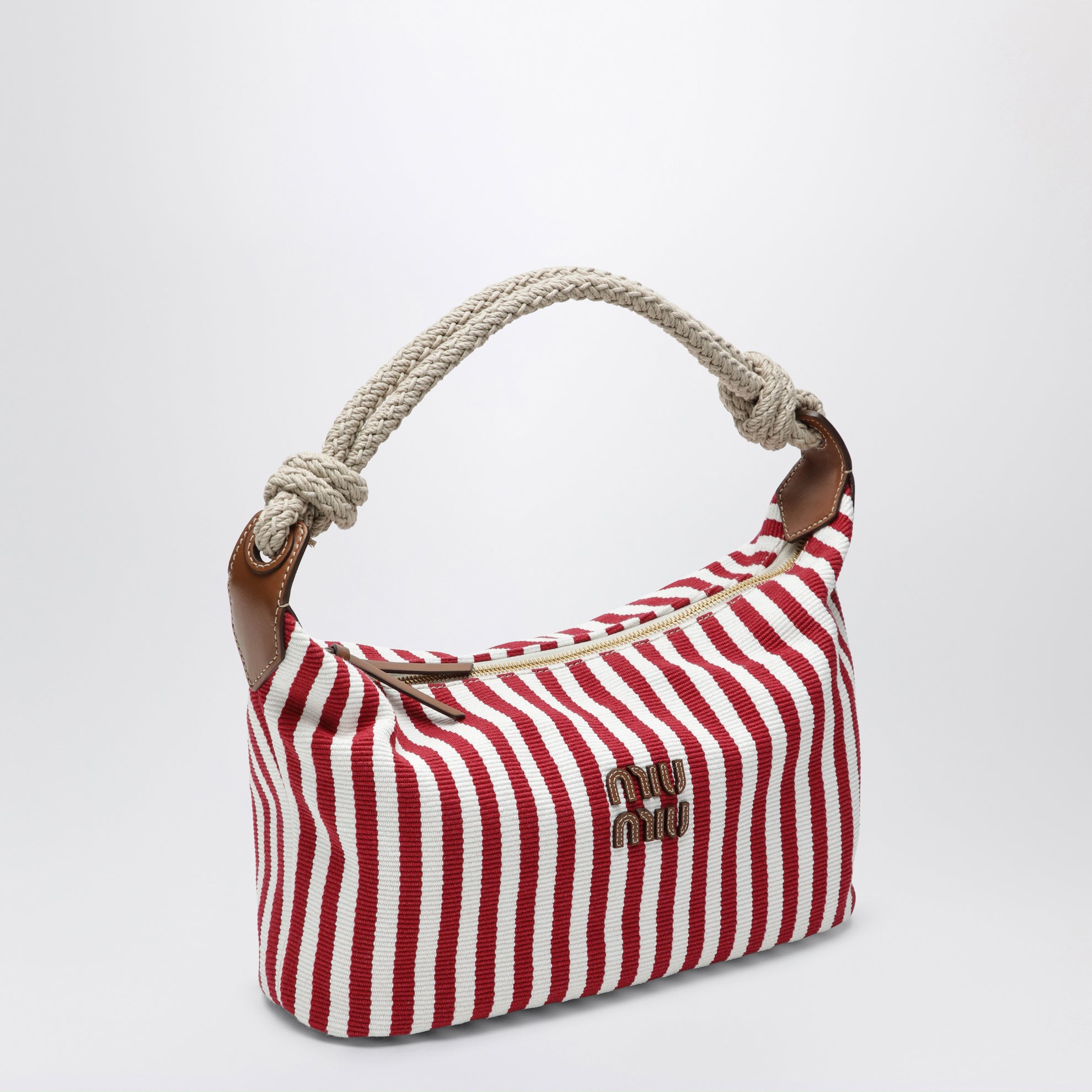 Ruby/Cognac striped canvas bag