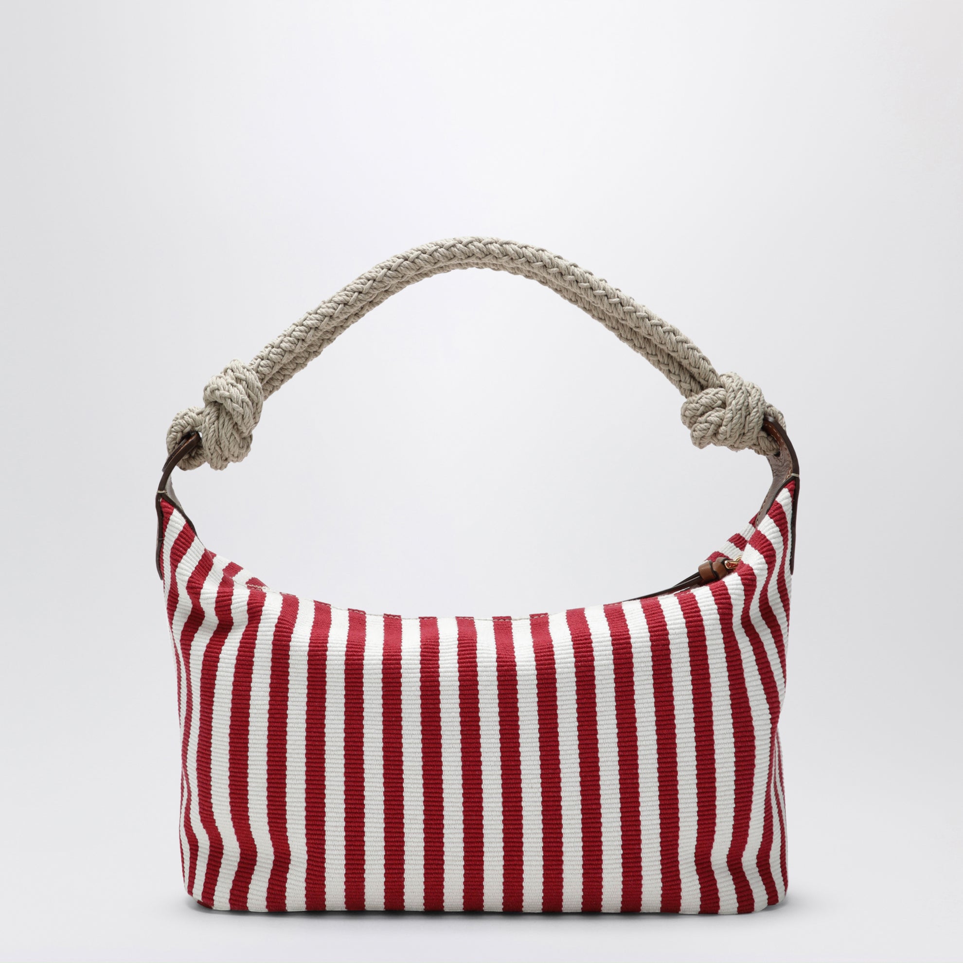Ruby/Cognac striped canvas bag