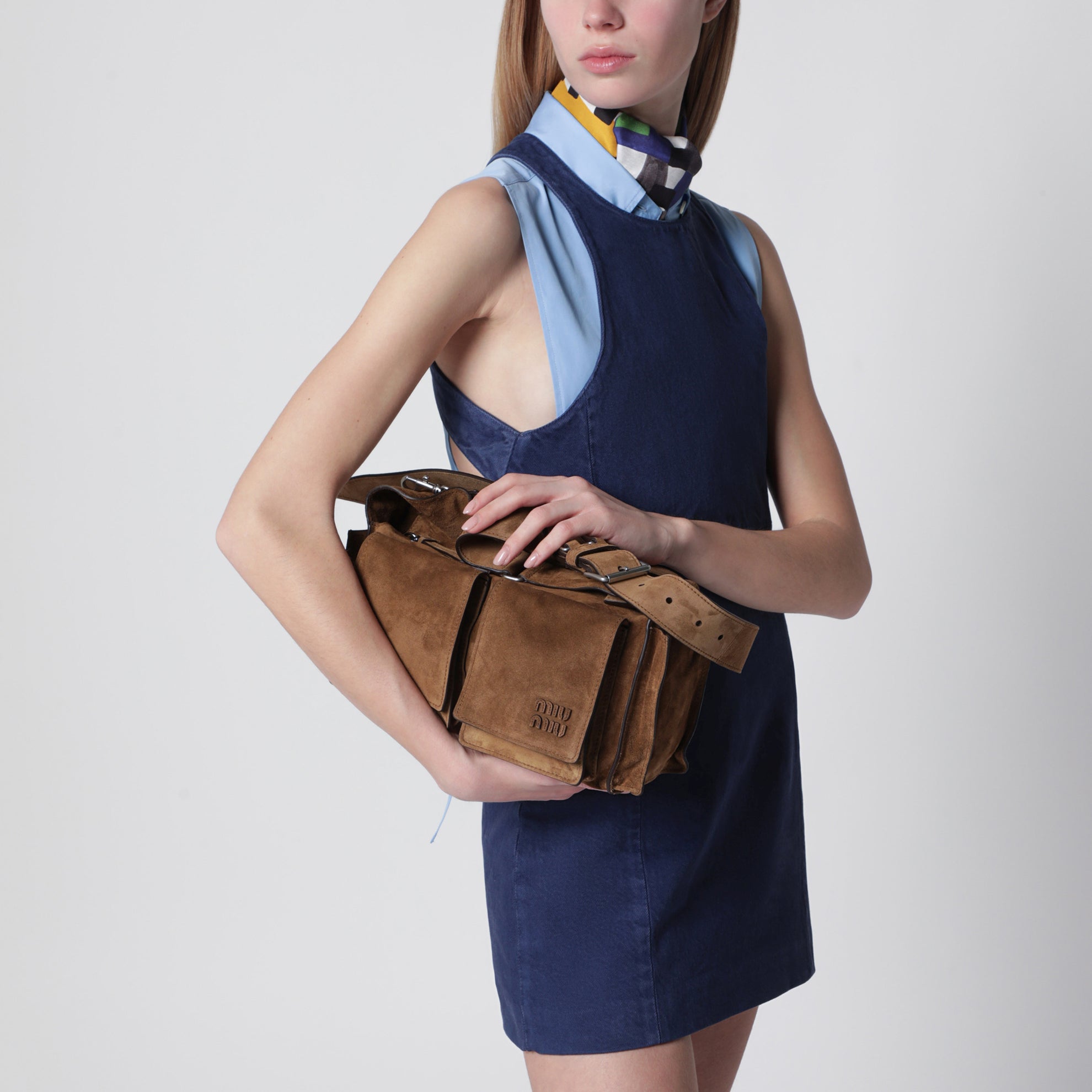 Borsa a tracolla Utilitaire cacao in suede