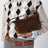 Sac bowling en daim, Marron foncé
