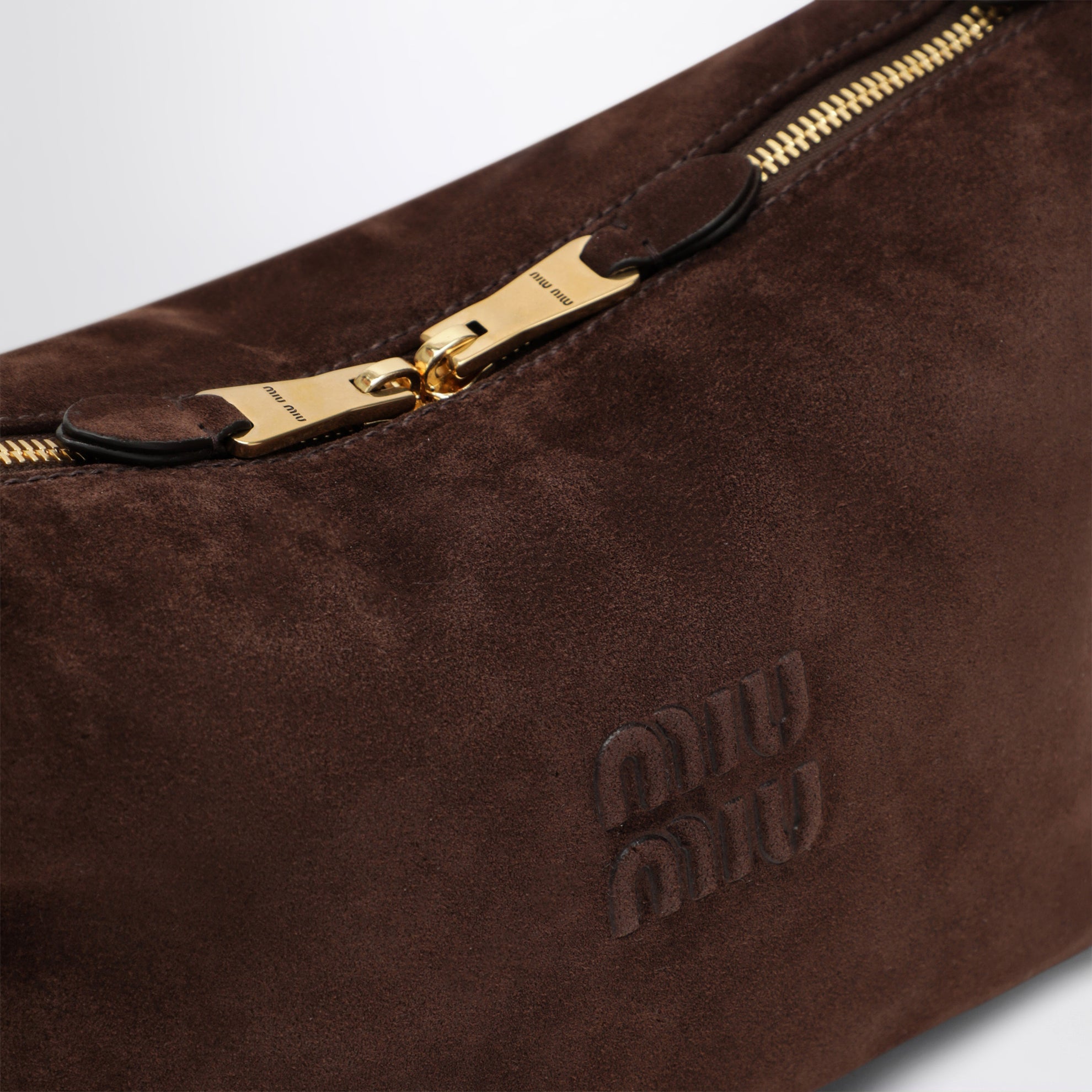 Bowling bag in suede, Dark Brown