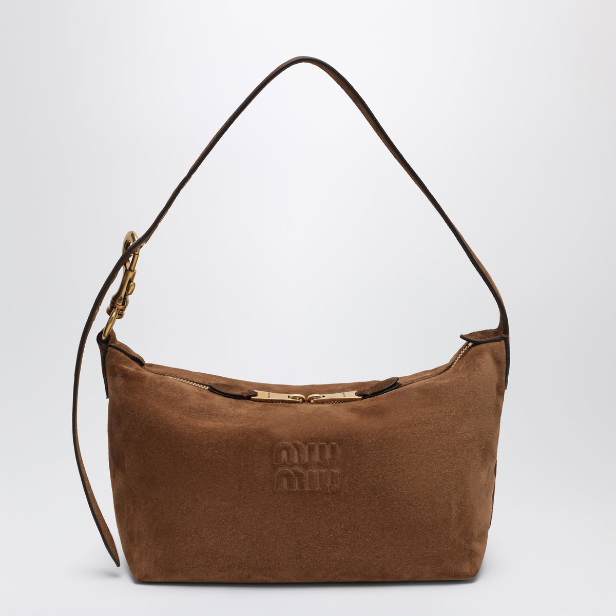 Bowling bag in suede, Cocoa
