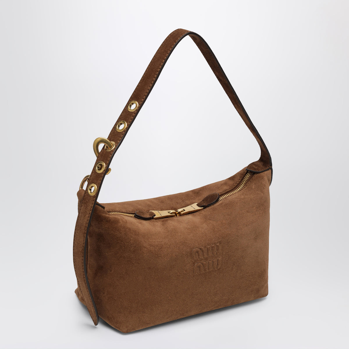 Bowling bag in suede, Cocoa