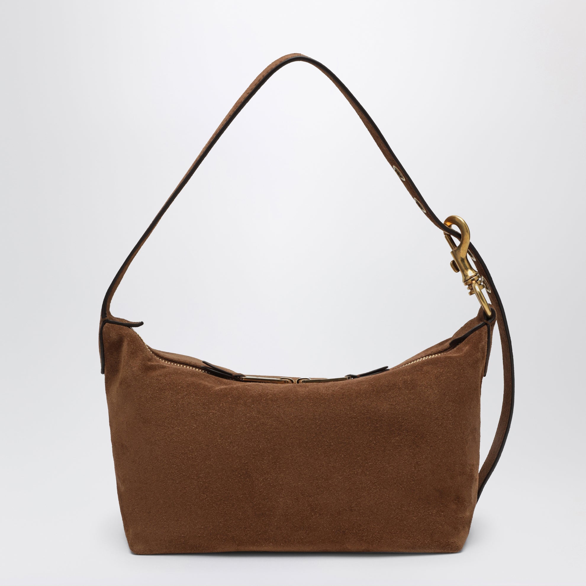 Bowling bag in suede, Cocoa