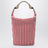 Borsa a righe in canvas Rosso/Cognac