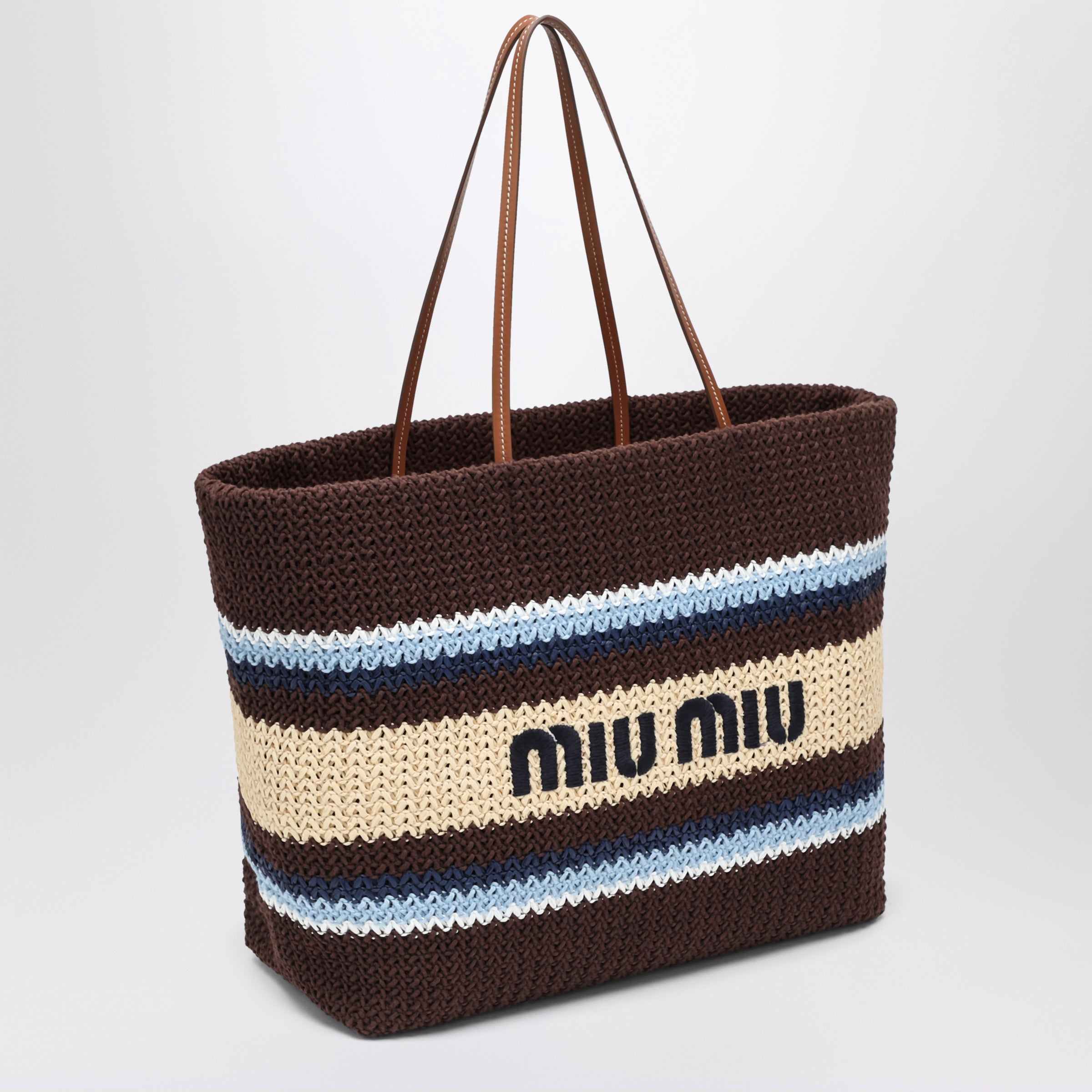 Miu Miu Multicolored raffia effect yarn shopping bag | TheDoubleF