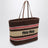 Borsa shopping grande in filato effetto rafia Tabacco/Fragola/Naturale