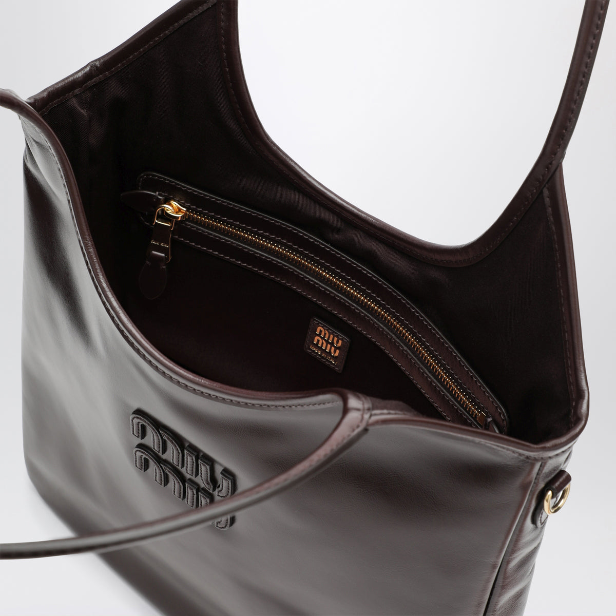Dark brown Ivy bag in calfskin leather