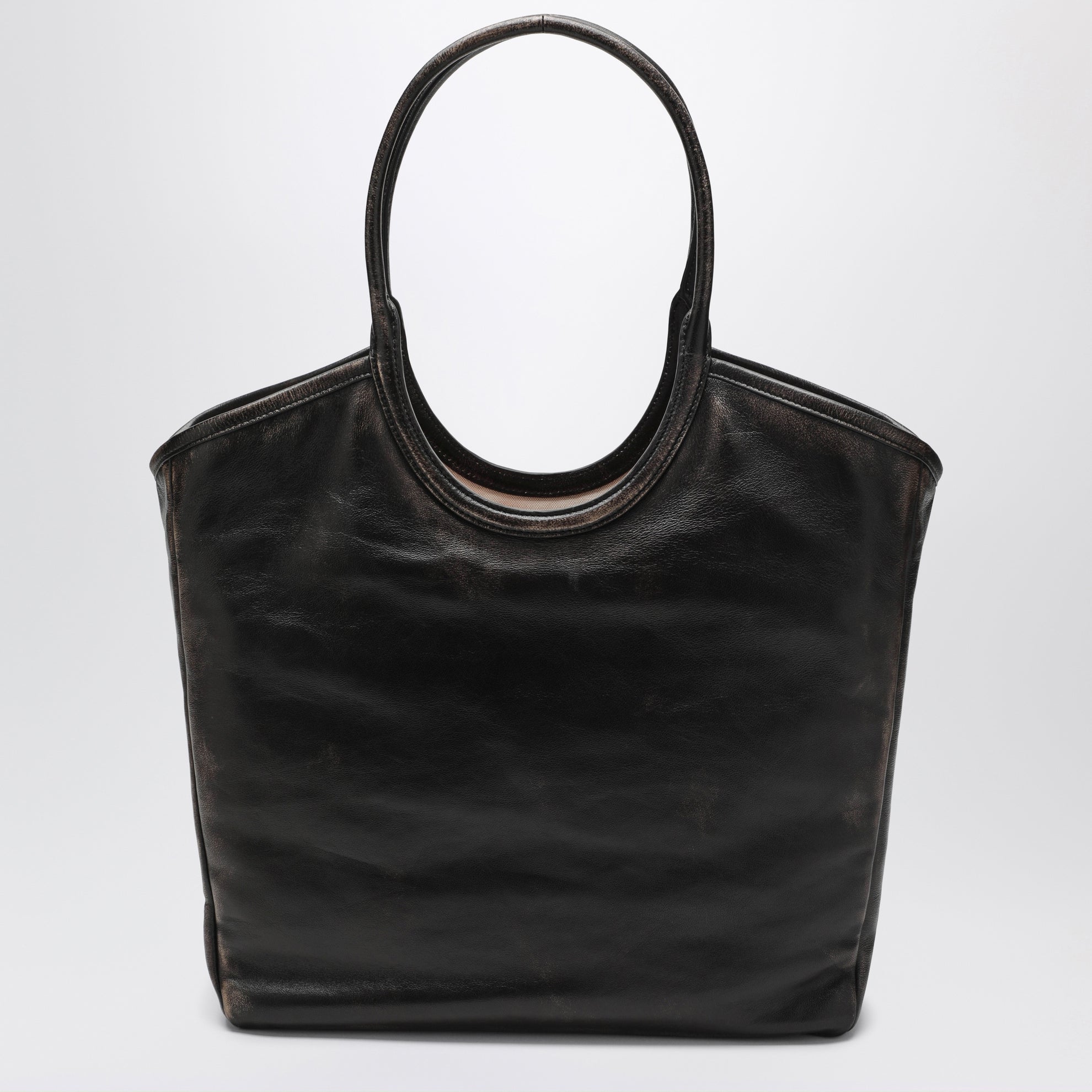 Ivy shopping tote in lambskin leather, coffee