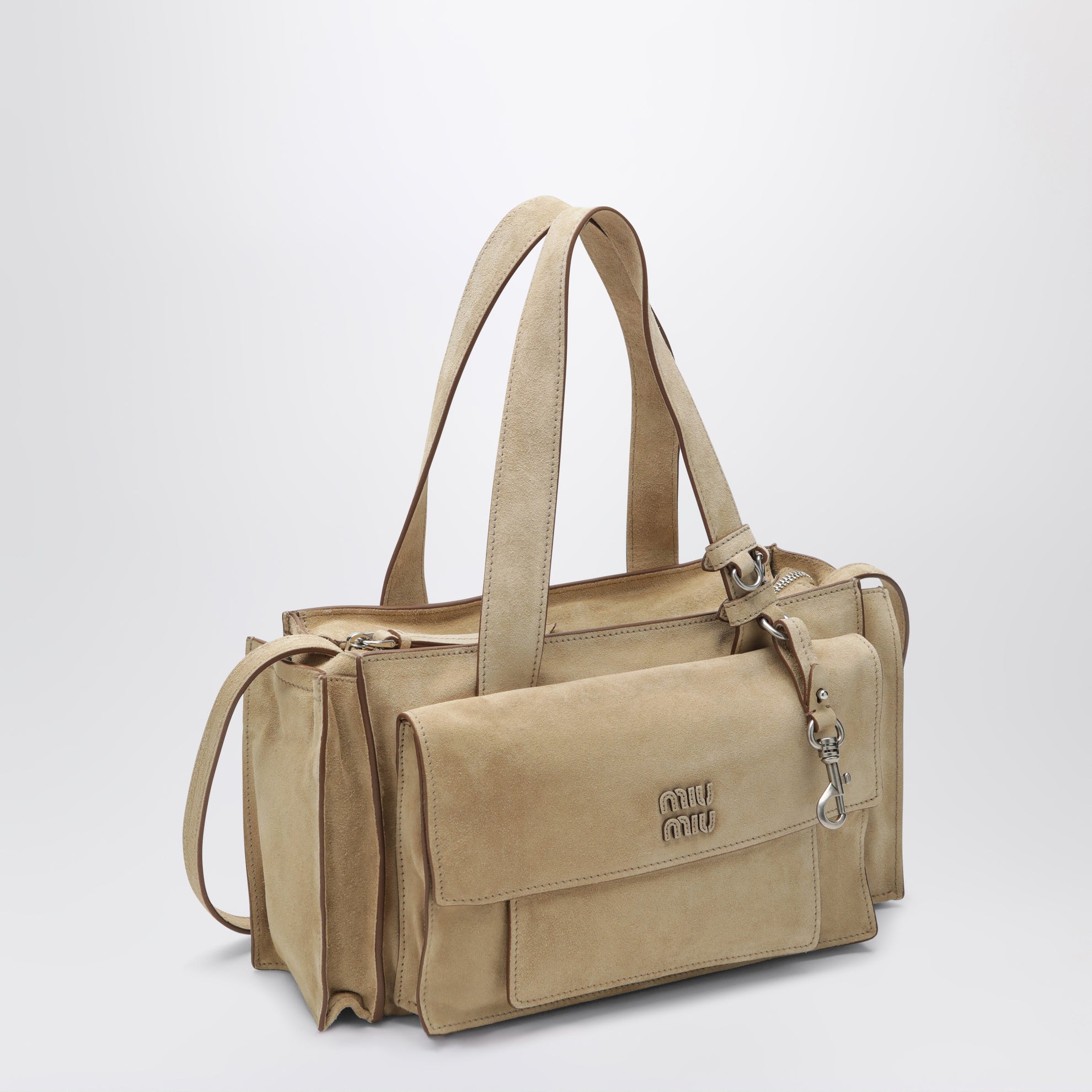 Borsa bauletto Utilitaire écru in suede