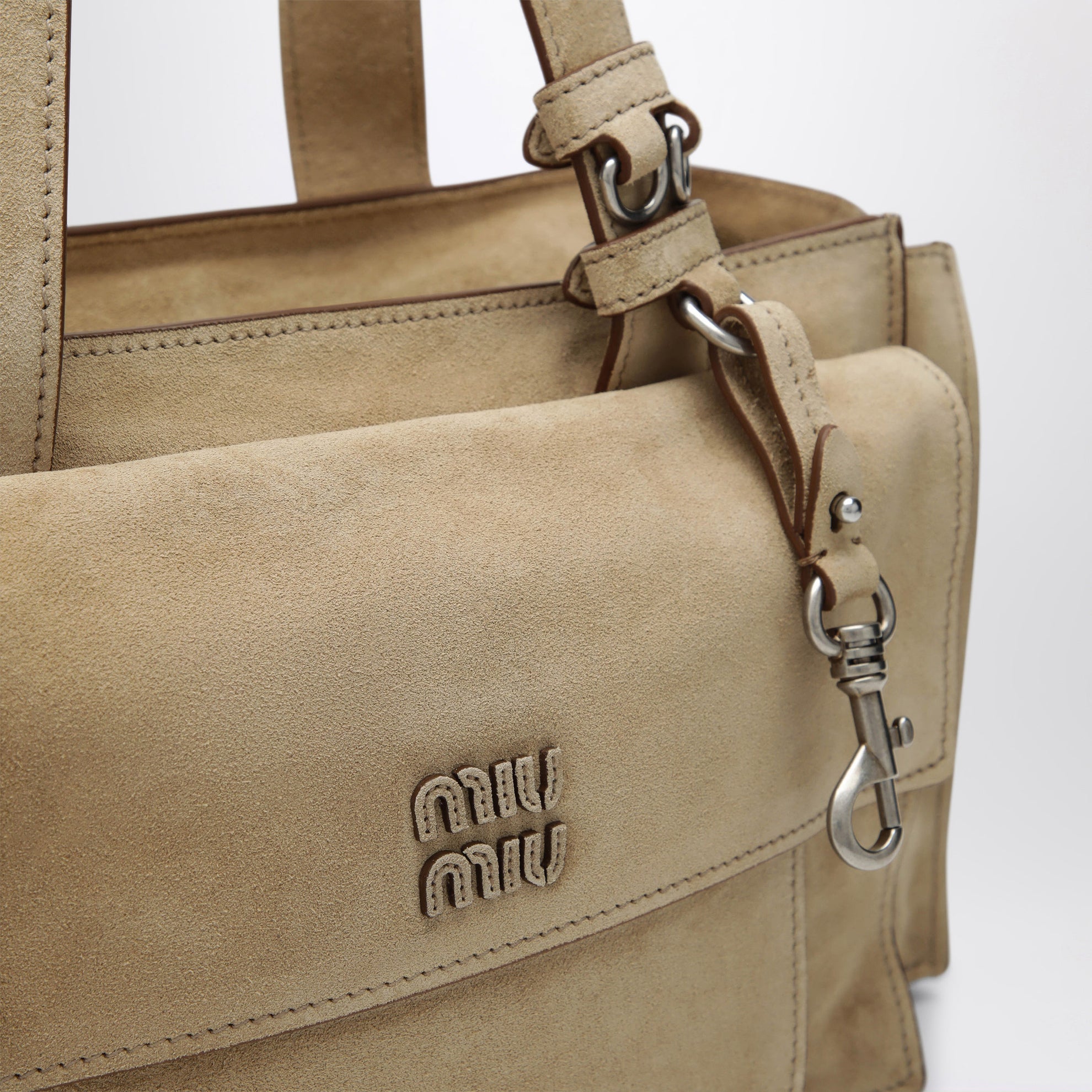 Borsa bauletto Utilitaire écru in suede