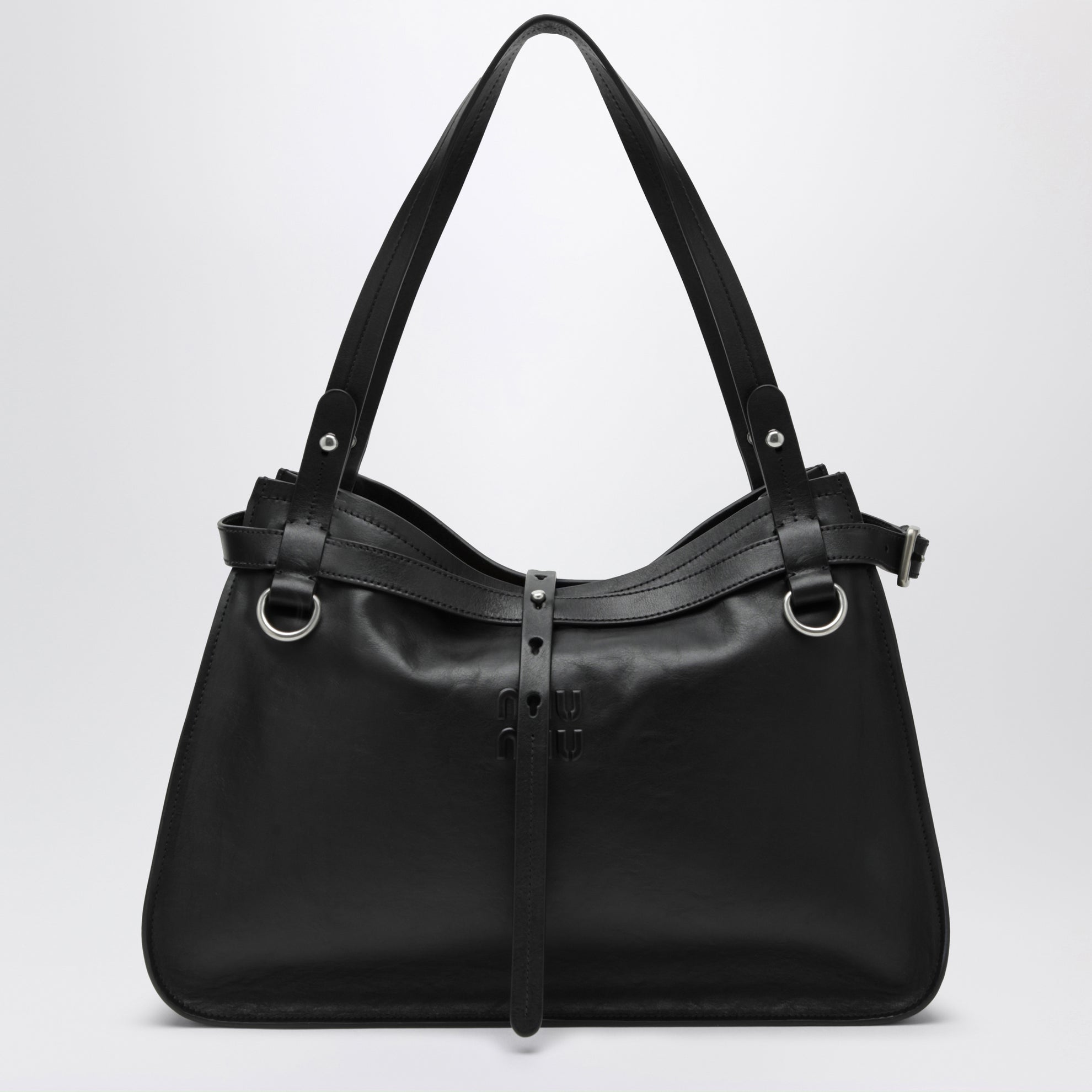 Black leather shoulder bag