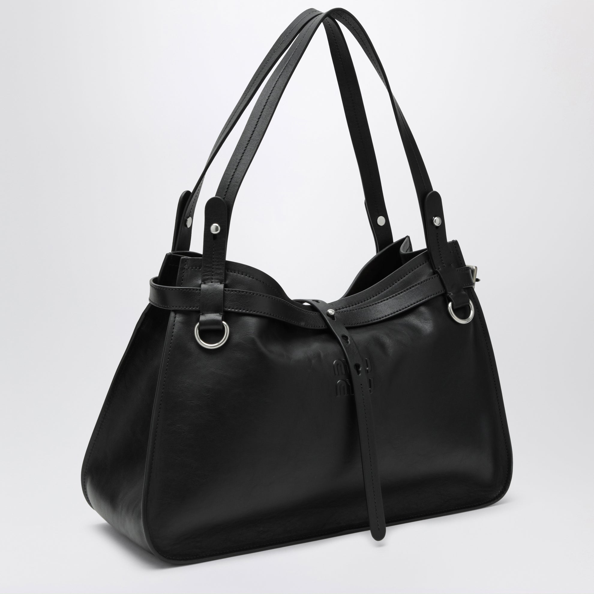Black leather shoulder bag